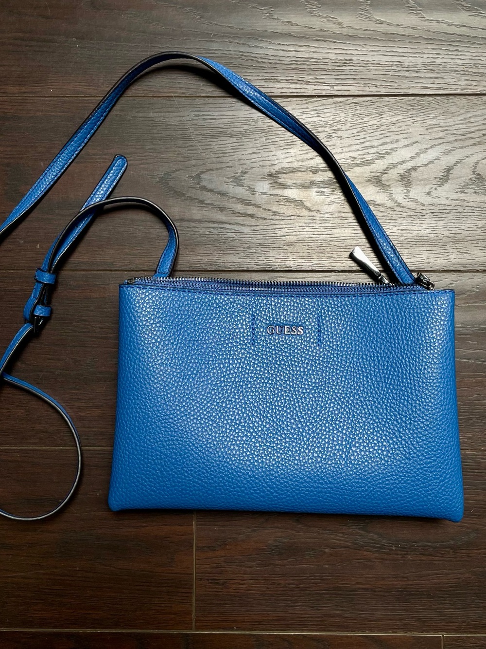GUESS Varsity Pop Blue Pebble-Textured Crossbody Bag